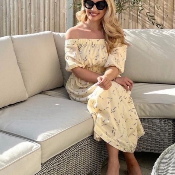 Wildflower Collection Cotton Lavender Off-the-shoulder H&M DRESS boho Medium - Picture 1 of 9